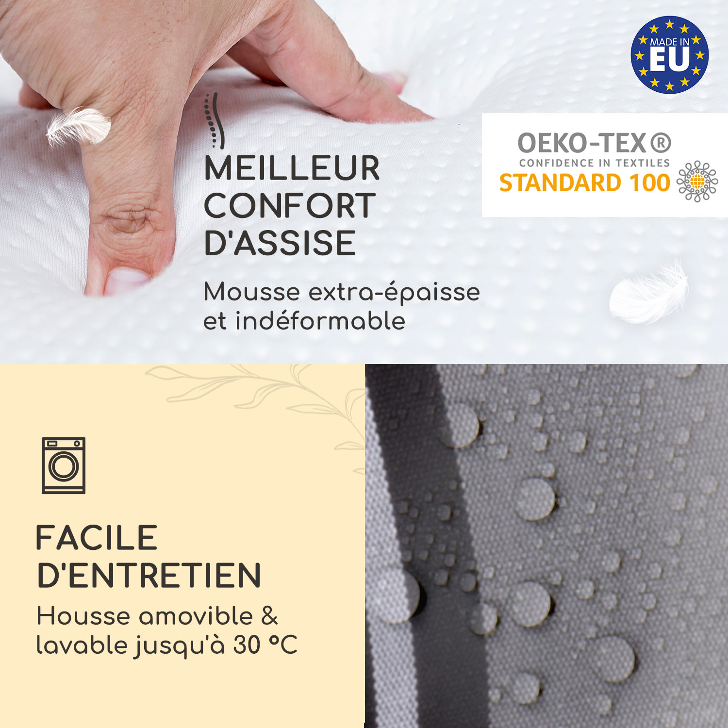 Sylt coussin de fauteuil appuie-tête pour dossier haut Polyester 50x120x9cm 