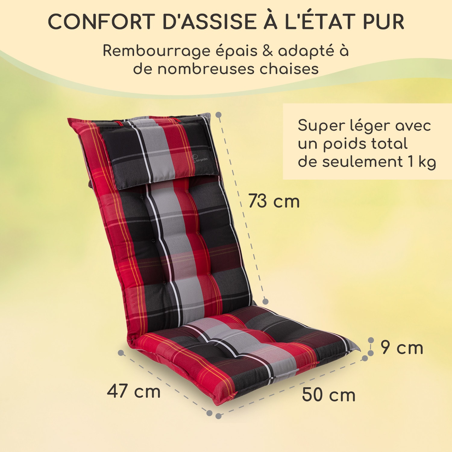 Sylt coussin de fauteuil appuie-tête pour dossier haut Polyester 50x120x9cm 