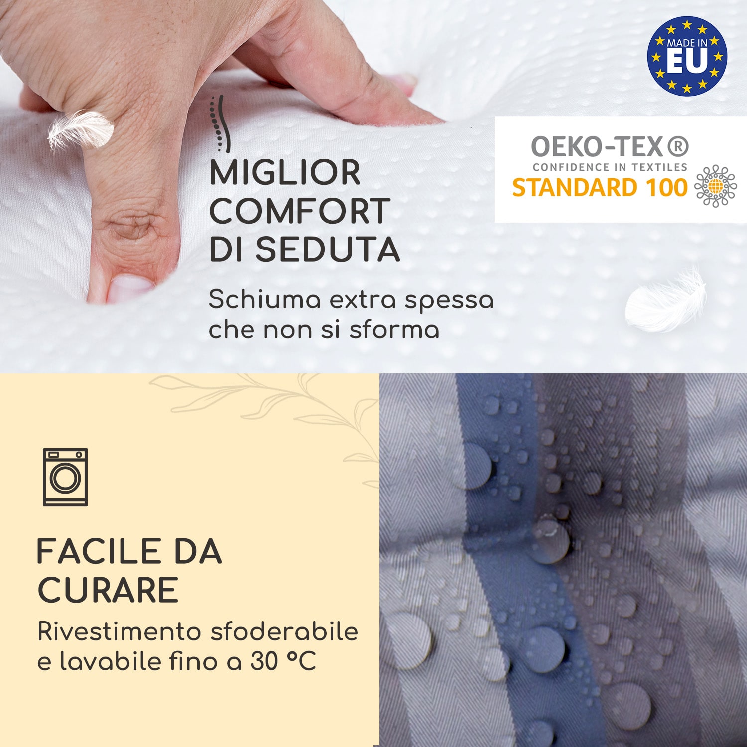 Sylt, Imbottitura, Schienale Alto, Sedia da Giardino, Poggiatesta, Poliestere, 50x120x9cm 1 x cuscino di seduta | Blu grigio