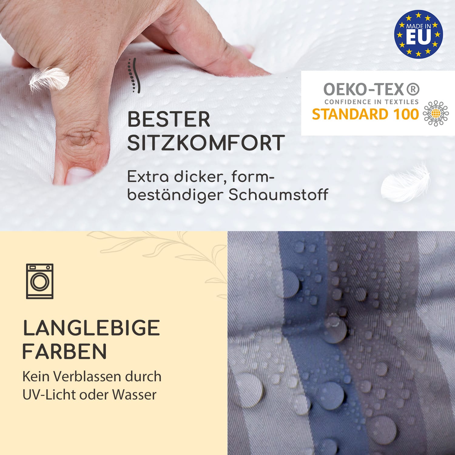 Sylt Polsterauflage Sesselauflage Kopfkissen Polyester 50x120x9cm 