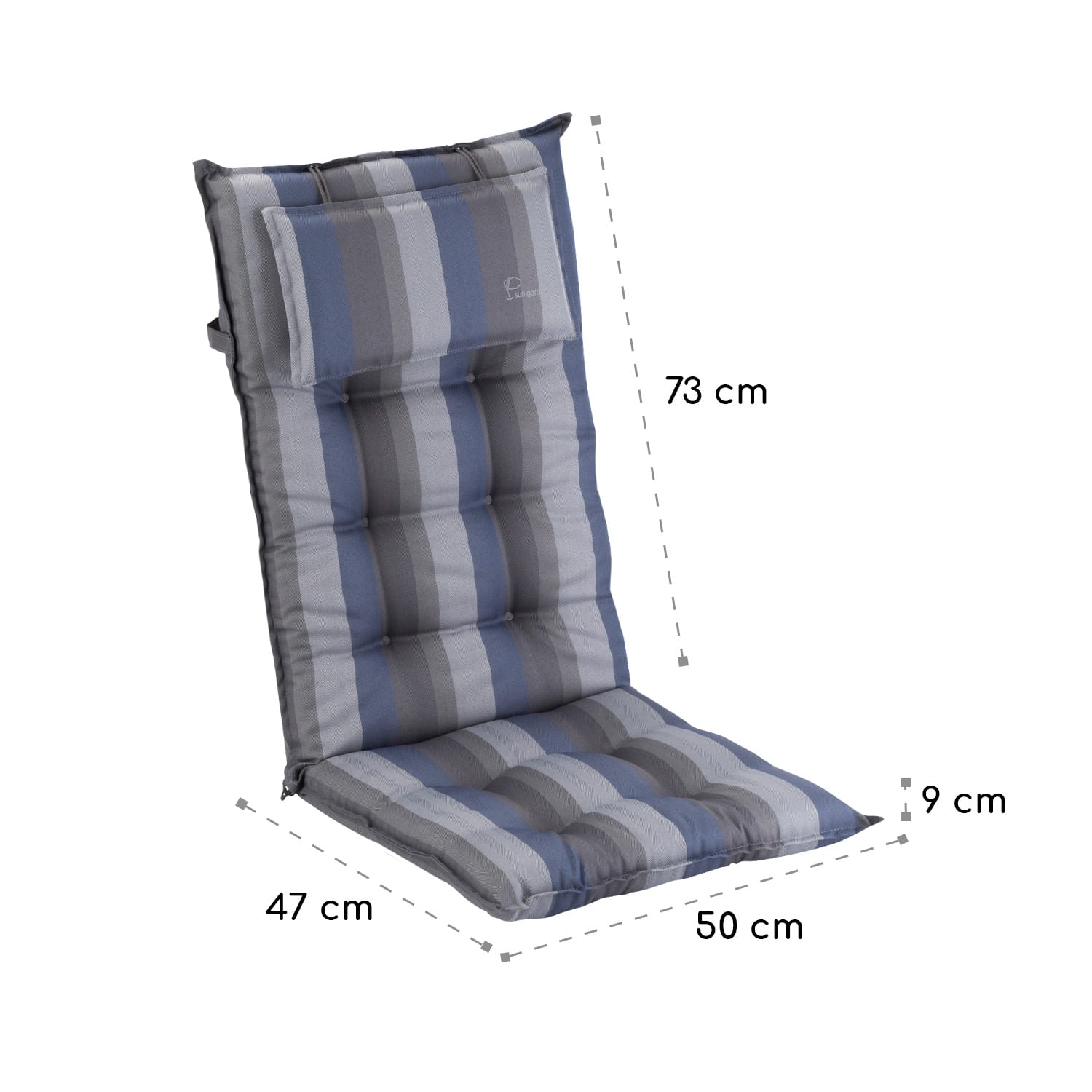 Sylt, poduszka na krzesło ogrodowe z wysokim oparciem, poduszka na fotel ogrodowy, poliester, 50 x 120 x 9 cm 2 x poduszka do siedzenia | Multi