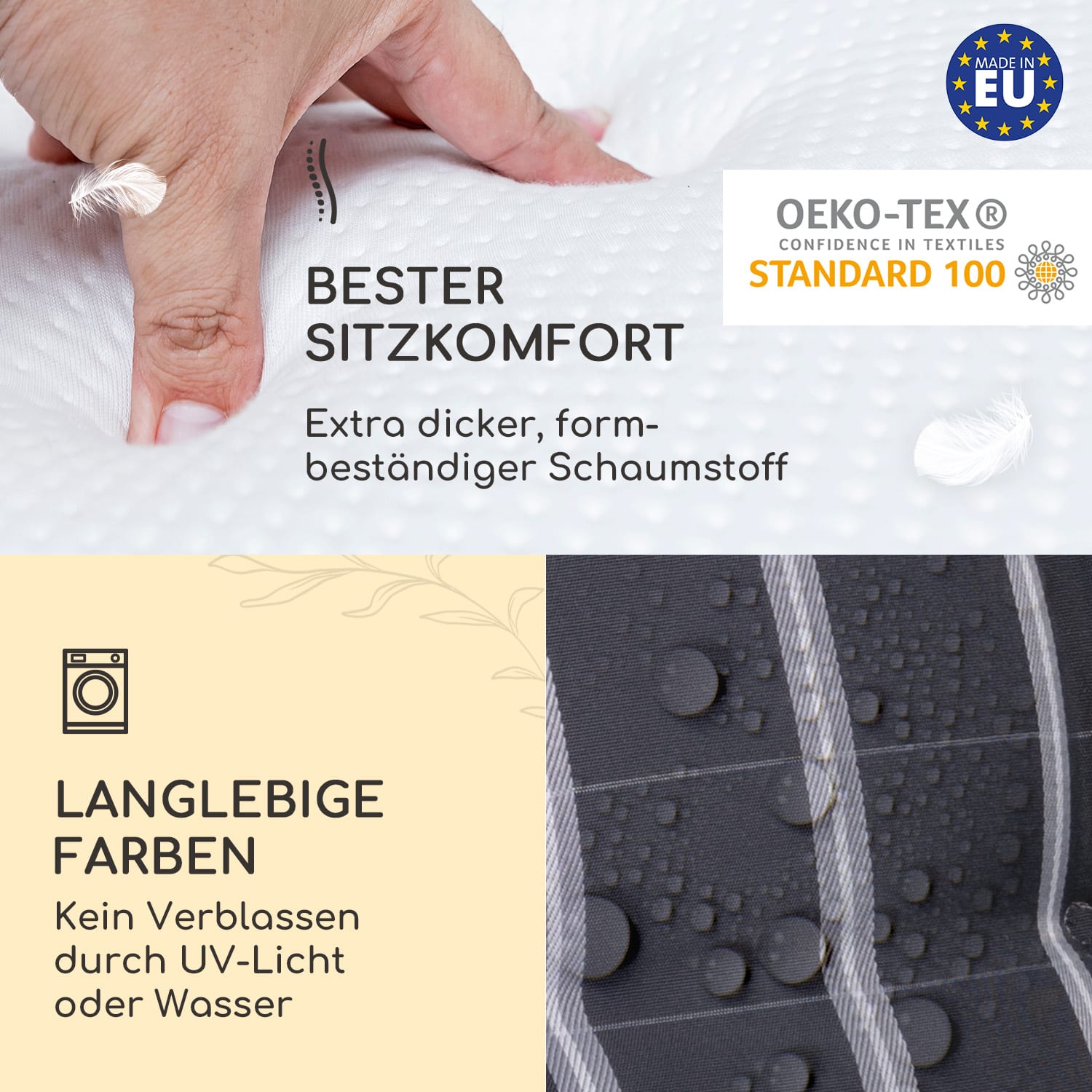 Sylt Polsterauflage Sesselauflage Kopfkissen Polyester 50x120x9cm 