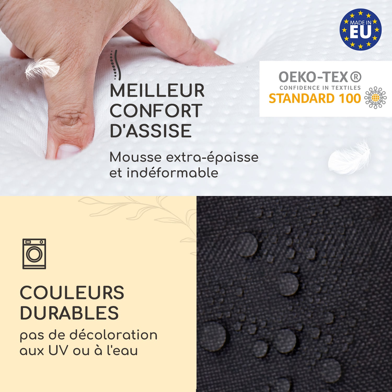 Sylt coussin de fauteuil appuie-tête pour dossier haut Polyester 50x120x9cm