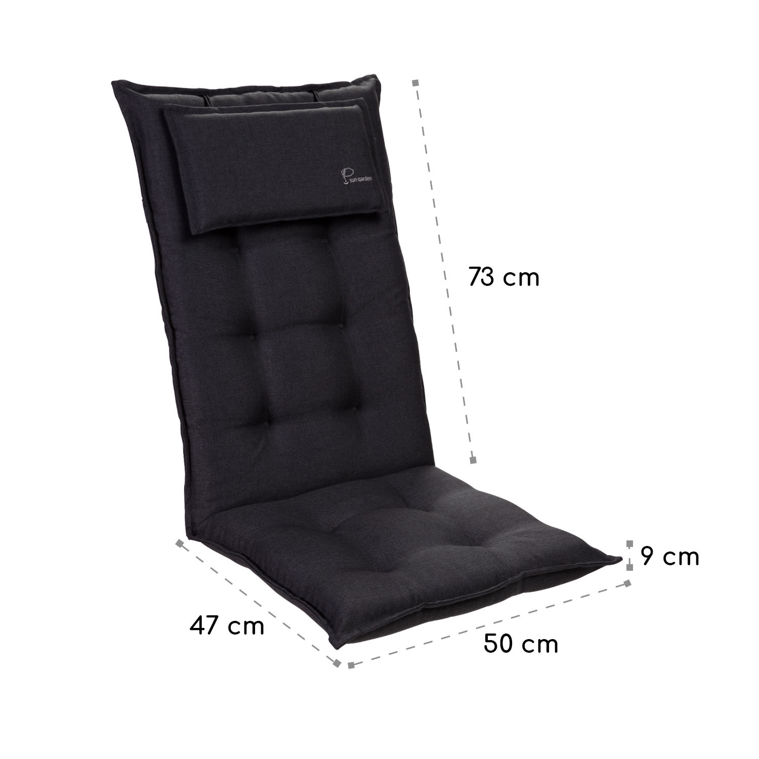 Sylt, подложка, подложка за кресло, висока облегалка, възглавница, полиестер. 50х120х9см, 1 х тапицерия 2 x седалката | Черно