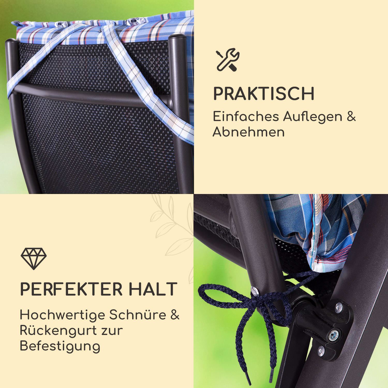 Sylt coussin de fauteuil appuie-tête pour dossier haut Polyester 50x120x9cm 1 x coussin de siege | Bleu / blanc