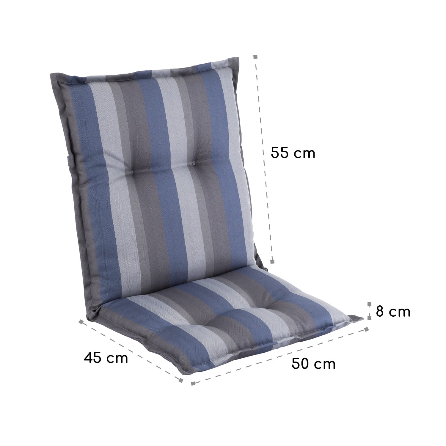 Cojín Prato funda de sillón de jardín de respaldo bajo poliéster 50x100x8cm 2 x cojín del asiento | Multi