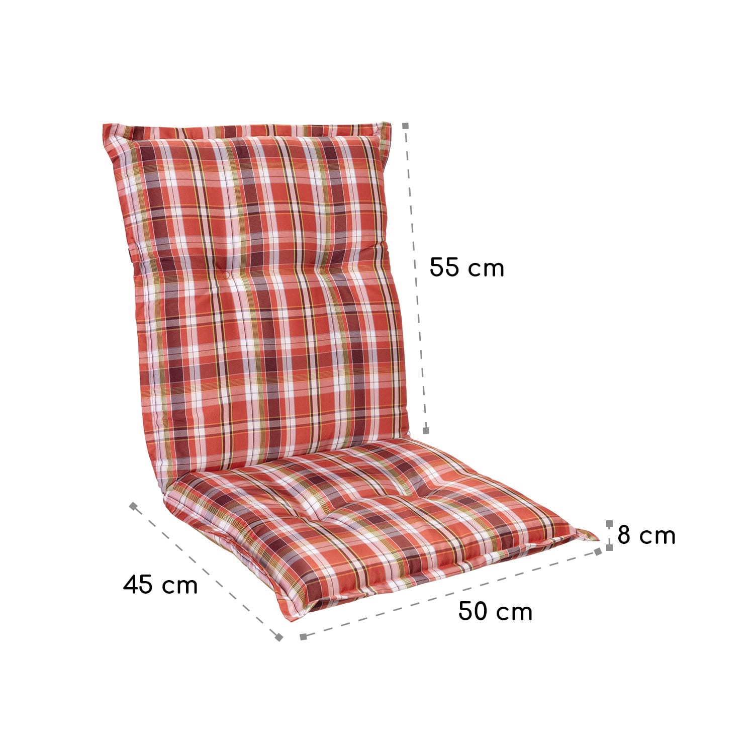 Prato, Imbottitura, Schienale Basso, Sedia da Giardino, Poliestere, 50x100x8cm 1 x cuscino di seduta | rosso / bianco