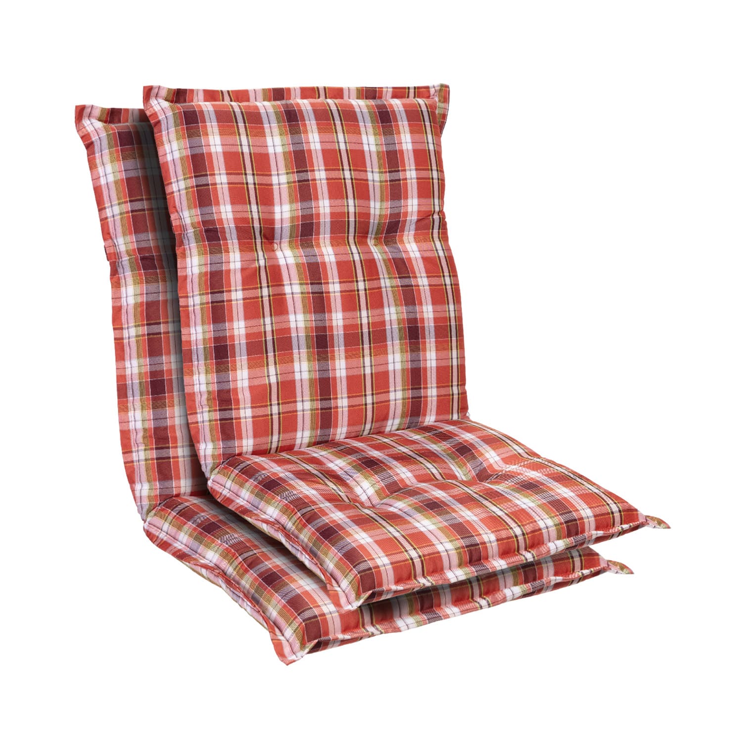 Prato, Imbottitura, Schienale Basso, Sedia da Giardino, Poliestere, 50x100x8cm 2 x cuscino di seduta | rosso / bianco