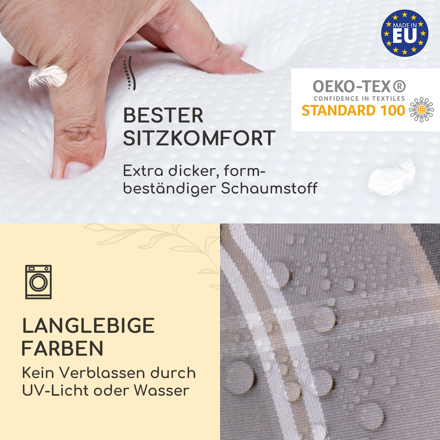 Sylt Polsterauflage Sesselauflage Kopfkissen Polyester 50x120x9cm 