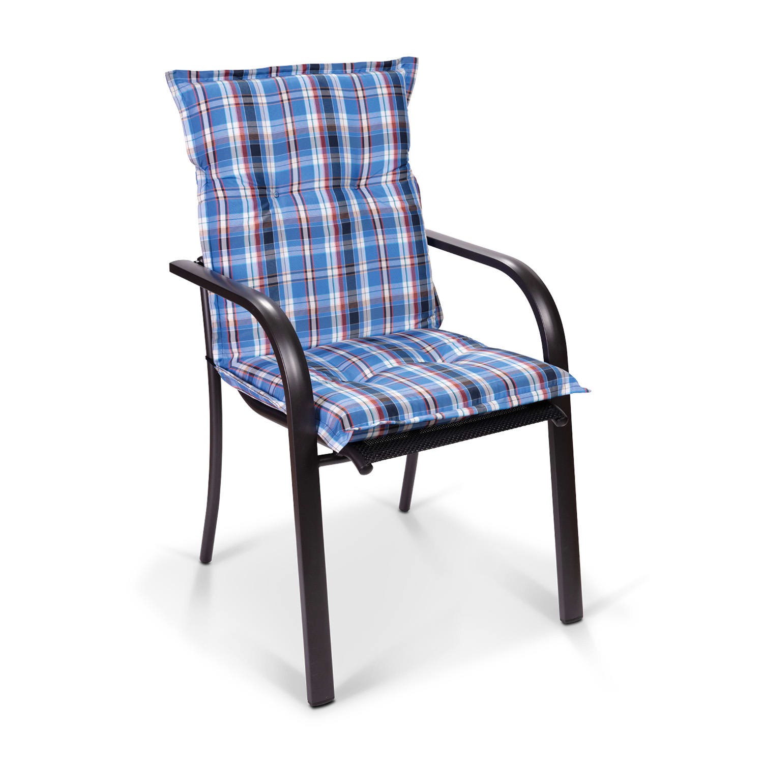 Prato, čalúnená podložka, podložka na stoličku, podložka na nižšie polohovacie kreslo, na záhradnú stoličku, polyester, 50 × 100 × 8 cm, 2 x čalúnenie 2 x sedák | Biela / Modrá