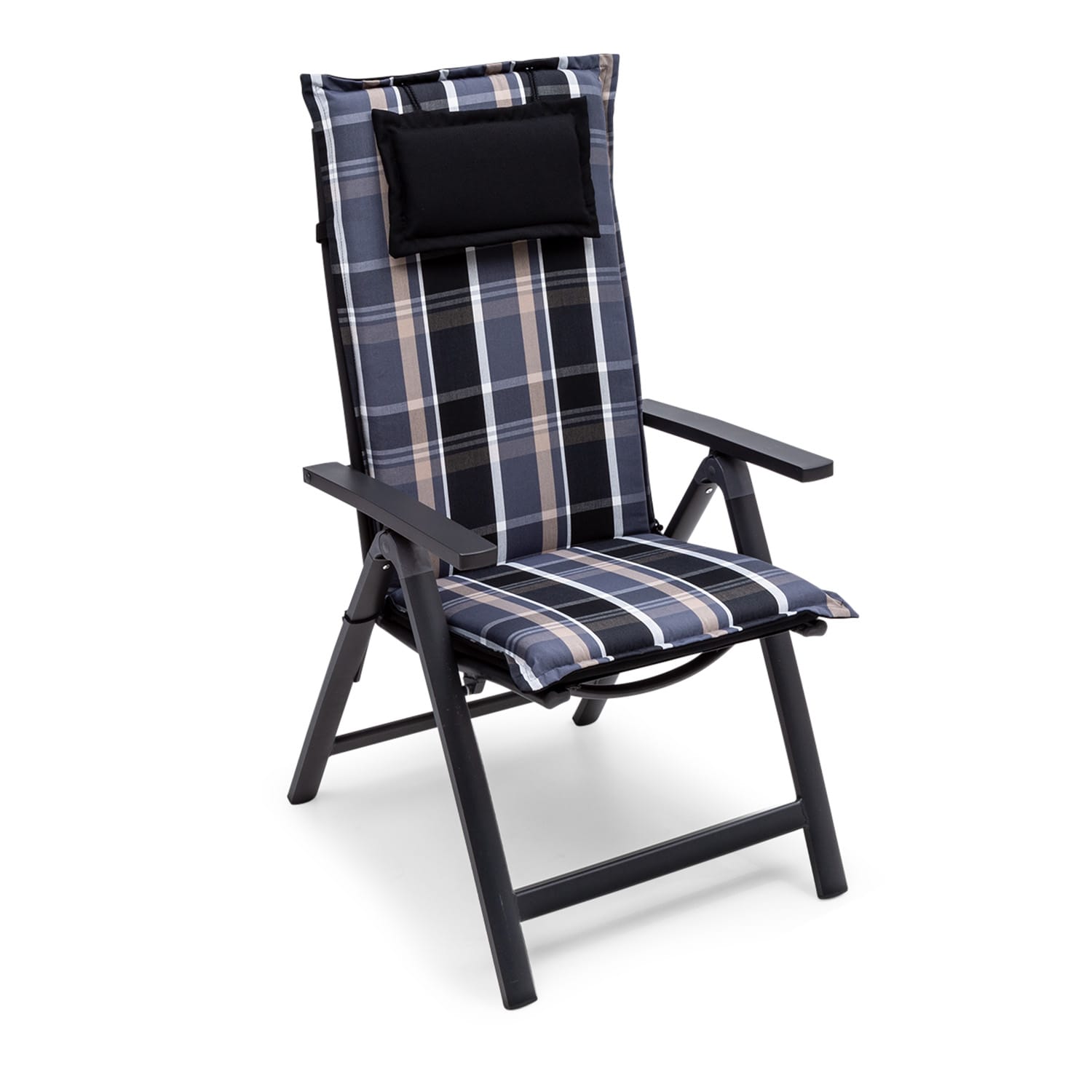 Elbe, Upholstery, Armchair Cushion, High-Backed Garden Chair, Dralon, 50x120x8cm 3 x seat cushion | Gray / Anthracite