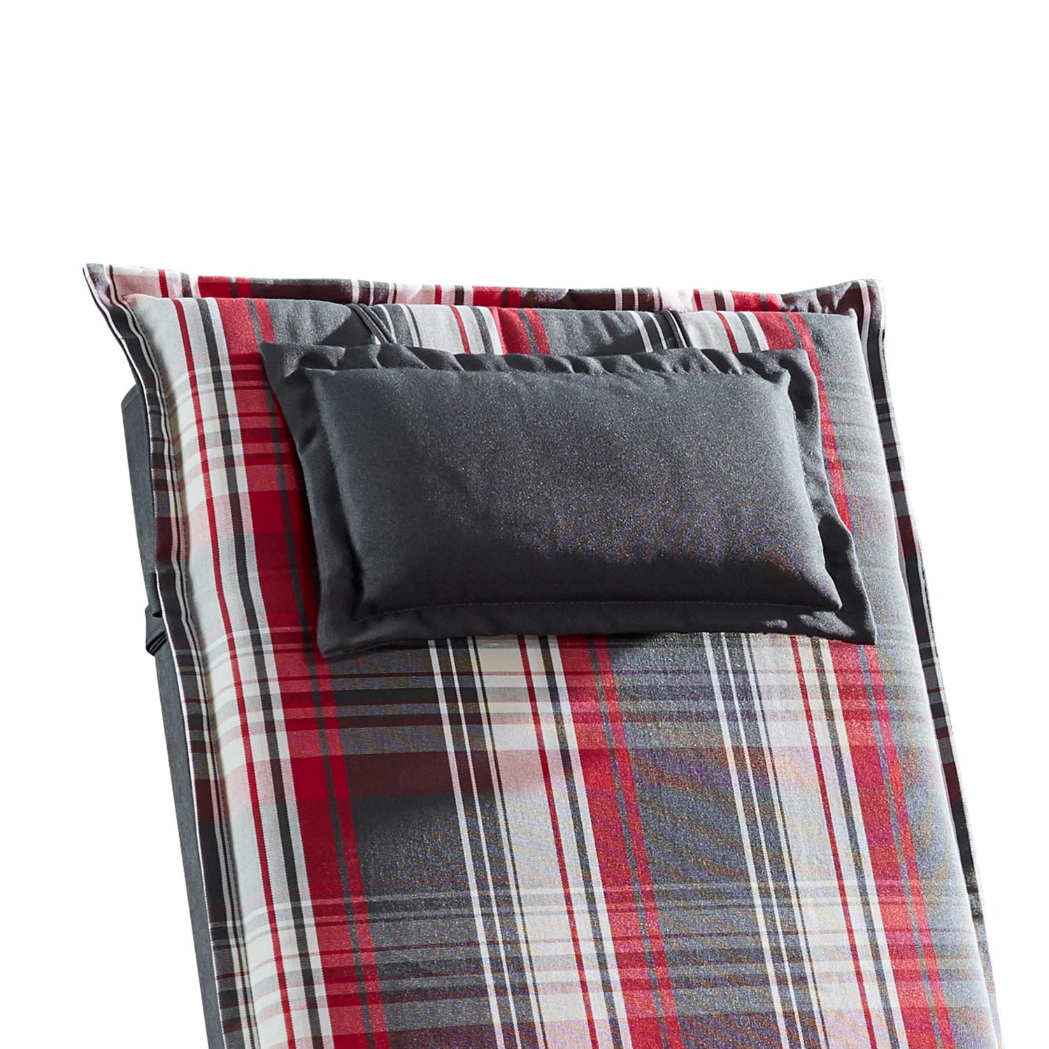 Cojín Donau Funda de sillón de jardín de respaldo alto Poliéster 50x120x6cm 1 x cojín del asiento | Rojo/Gris