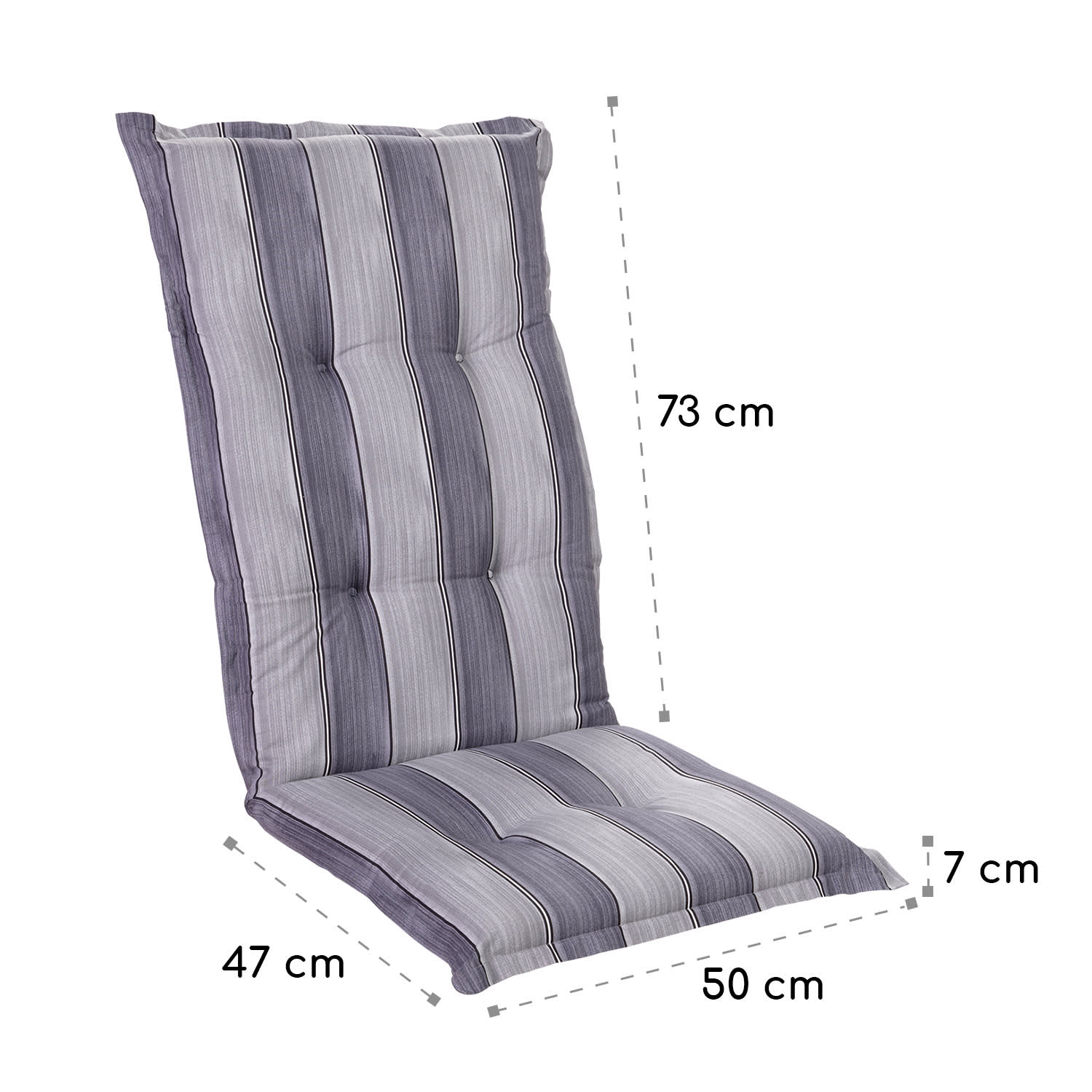 Prato, čalounění, čalounění na křeslo, vysoké opěradlo, zahradní židle, polyester, 50 x 120 x 7 cm 2 x sedák | Šedá