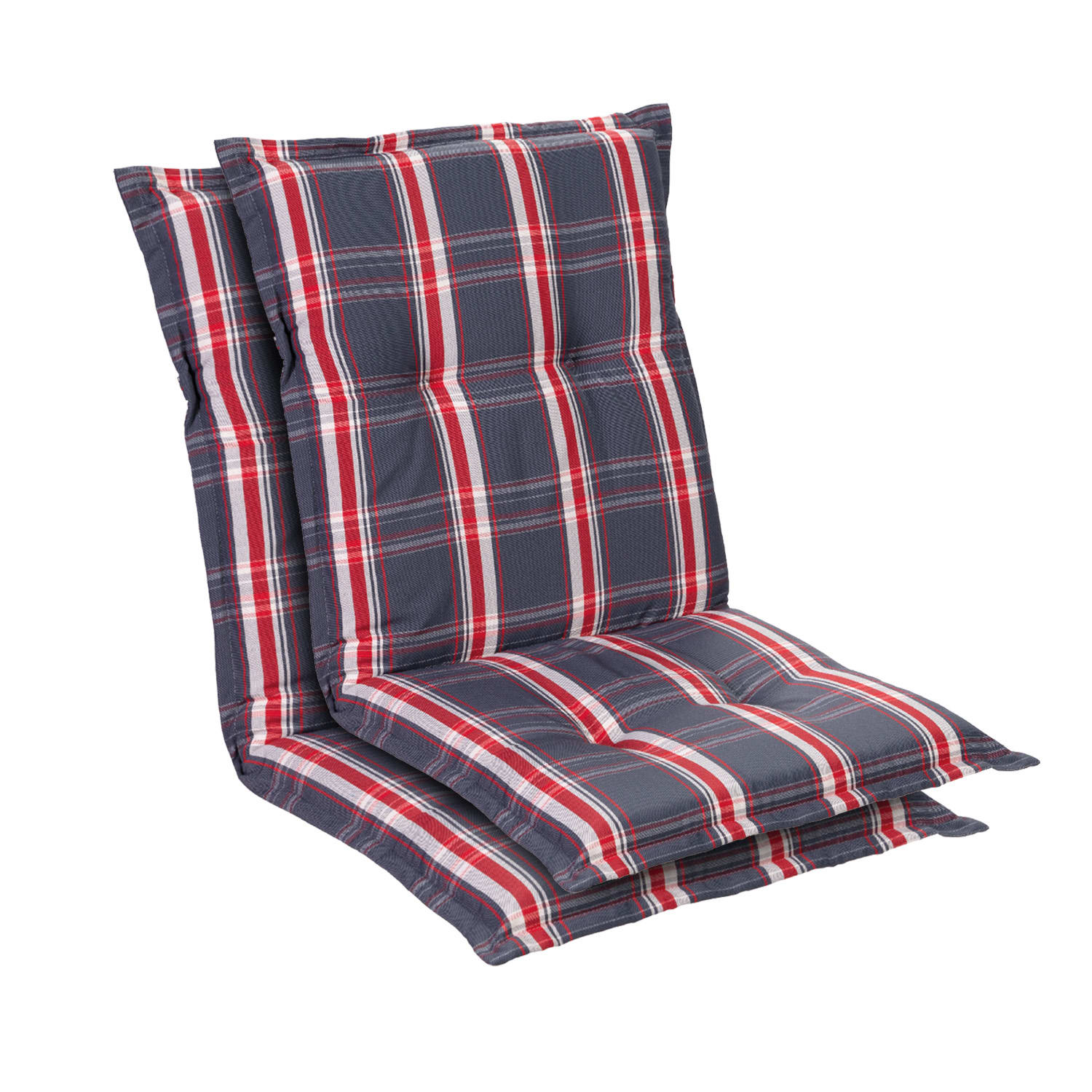Prato, Imbottitura, Schienale Basso, Sedia da Giardino, Poliestere, 50x100x8cm 2 x cuscino di seduta | Rosso / Grigio