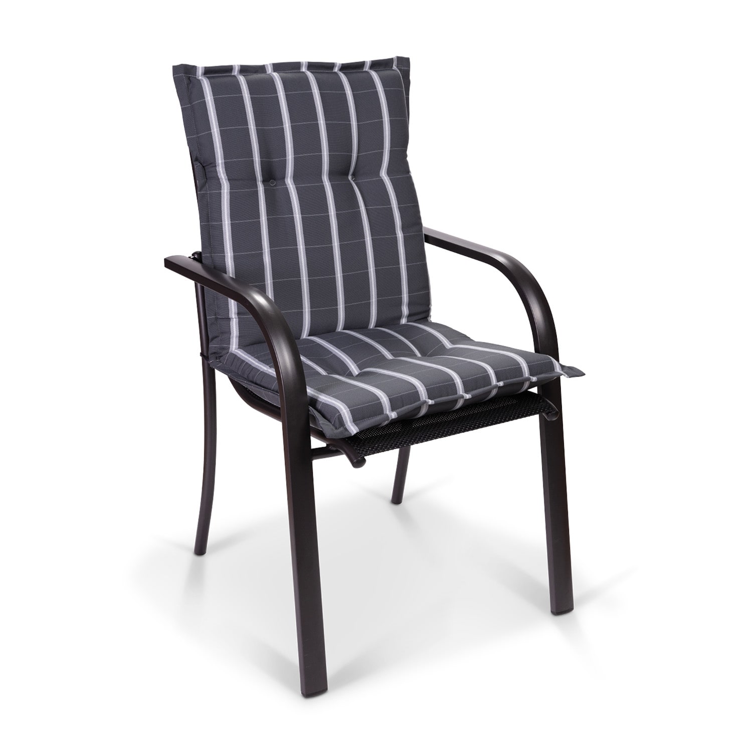 Prato, Imbottitura, Schienale Basso, Sedia da Giardino, Poliestere, 50x100x8cm 2 x cuscino di seduta | Grigio