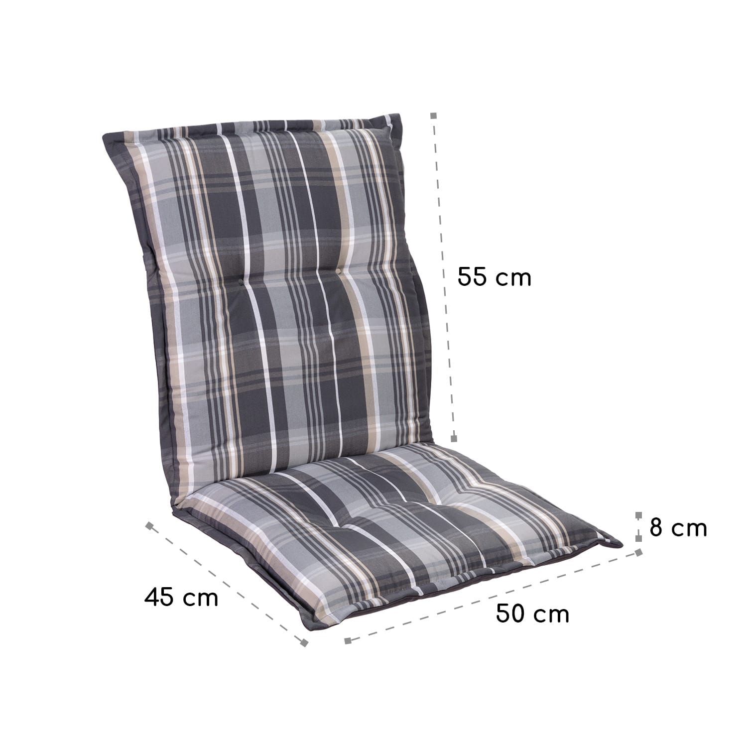 Prato Polsterauflage Sesselauflage Gartenstuhl PE 50x100x8cm 2 x Sitzauflage | Weiß / grau