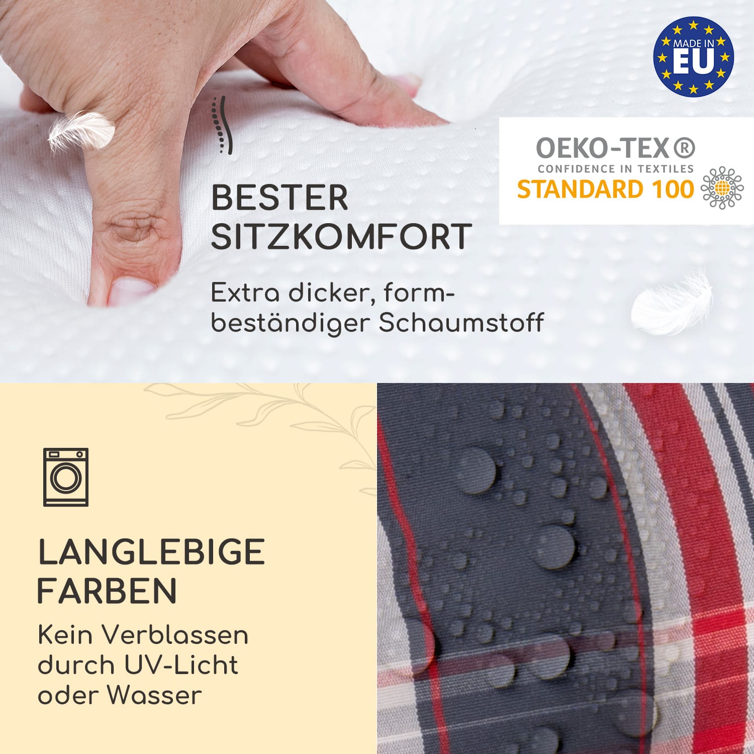 Sylt Polsterauflage Sesselauflage Kopfkissen Polyester 50x120x9cm 