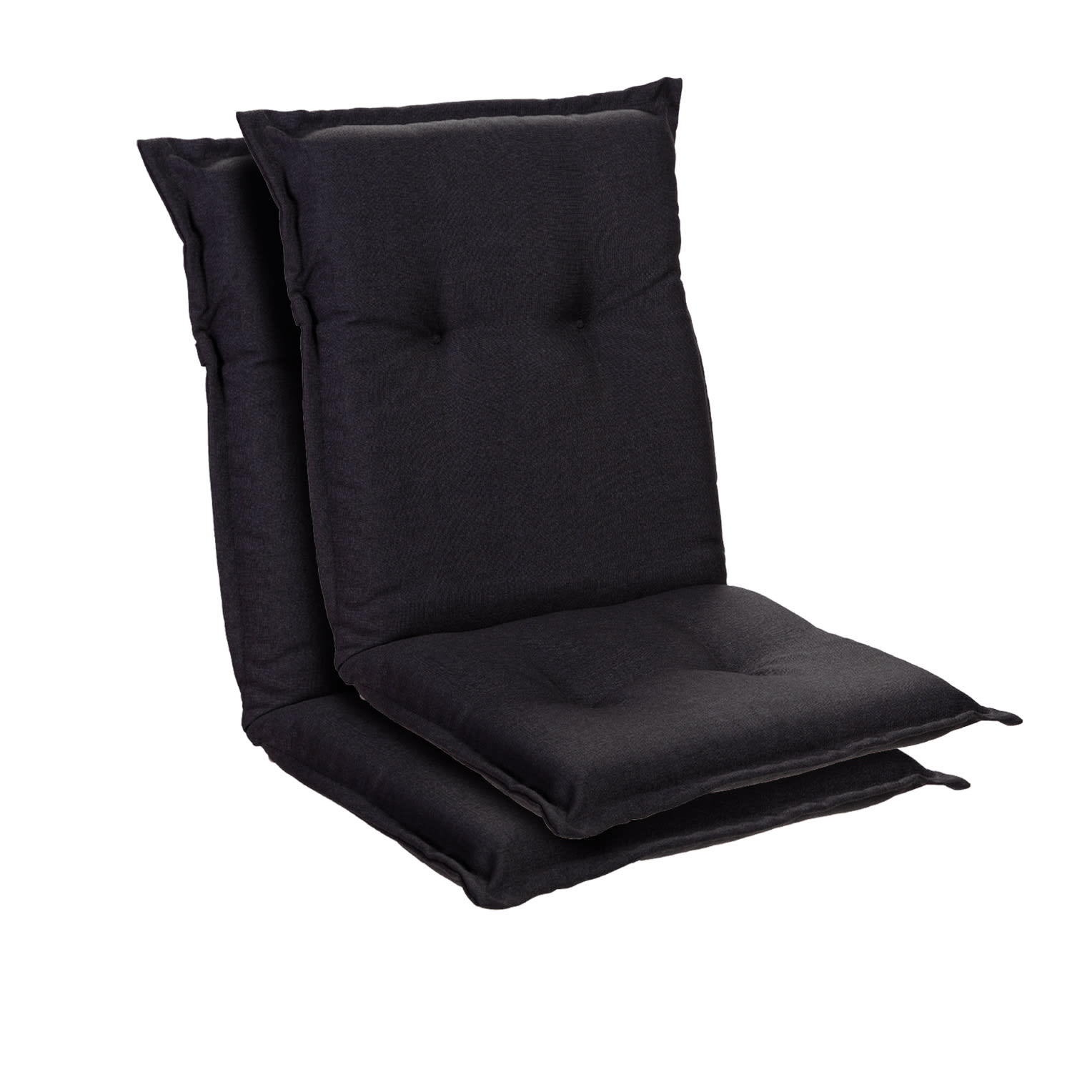 Prato, Imbottitura, Schienale Basso, Sedia da Giardino, Poliestere, 50x100x8cm 2 x cuscino di seduta | Nero