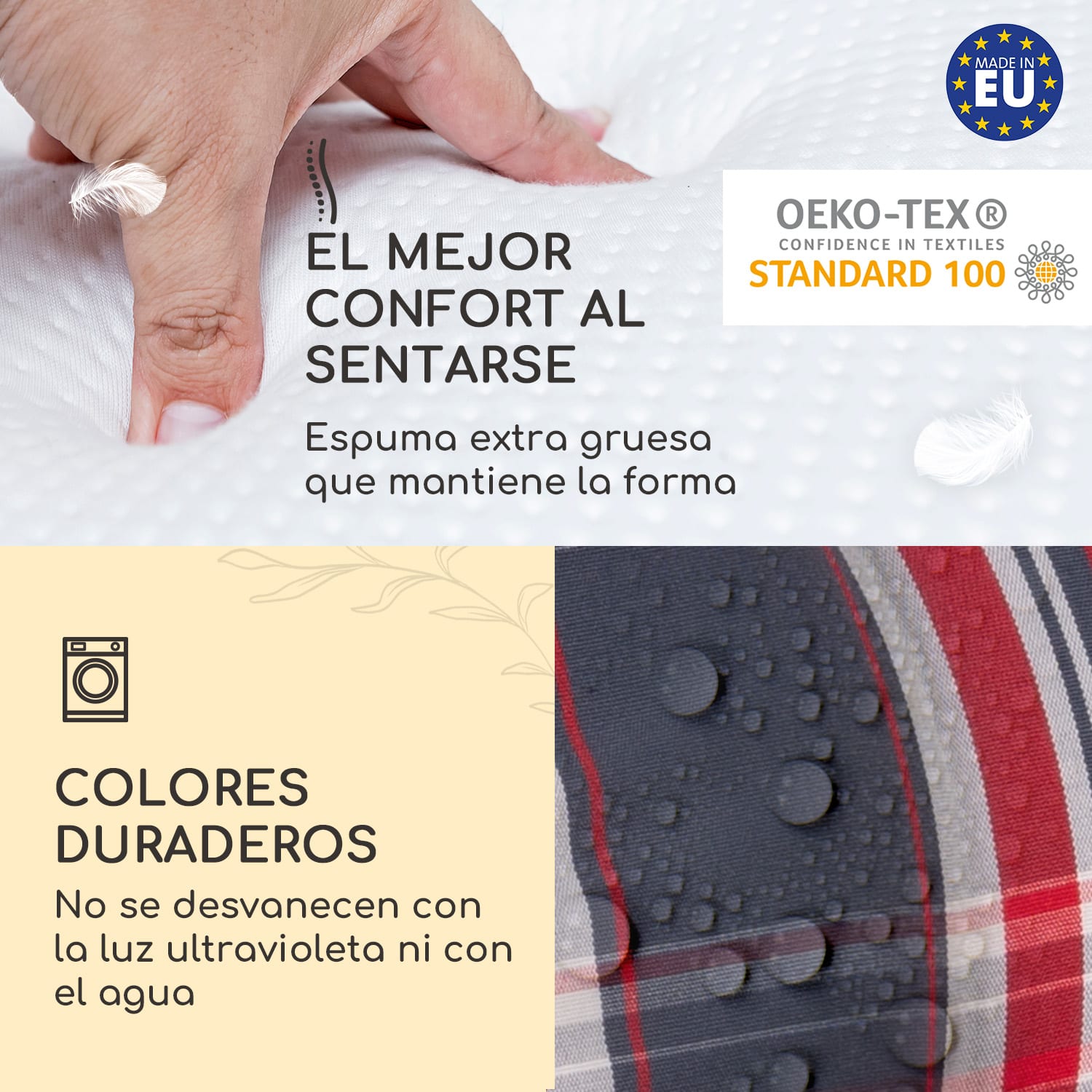 Sylt Cojín acolchado Cojín de exterior para sillas con respaldo alto Almohada Poliéster 50x120x9cm