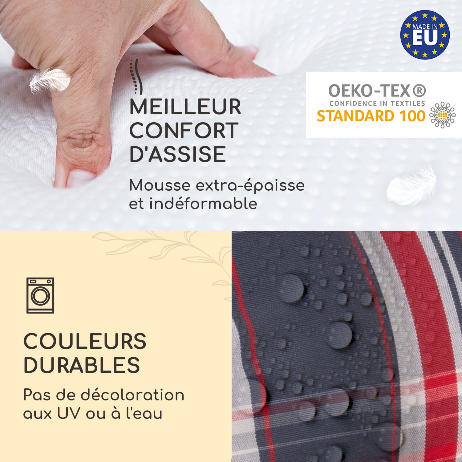 Sylt coussin de fauteuil appuie-tête pour dossier haut Polyester 50x120x9cm 