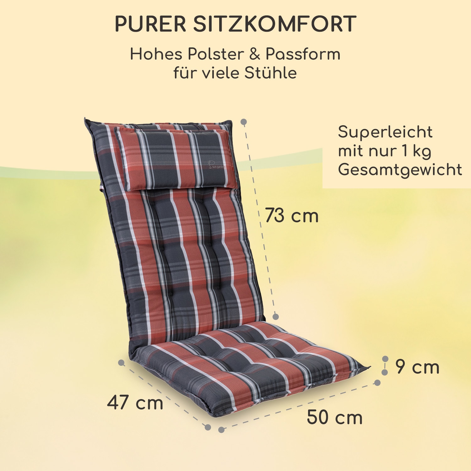 Sylt coussin de fauteuil appuie-tête pour dossier haut Polyester 50x120x9cm 
