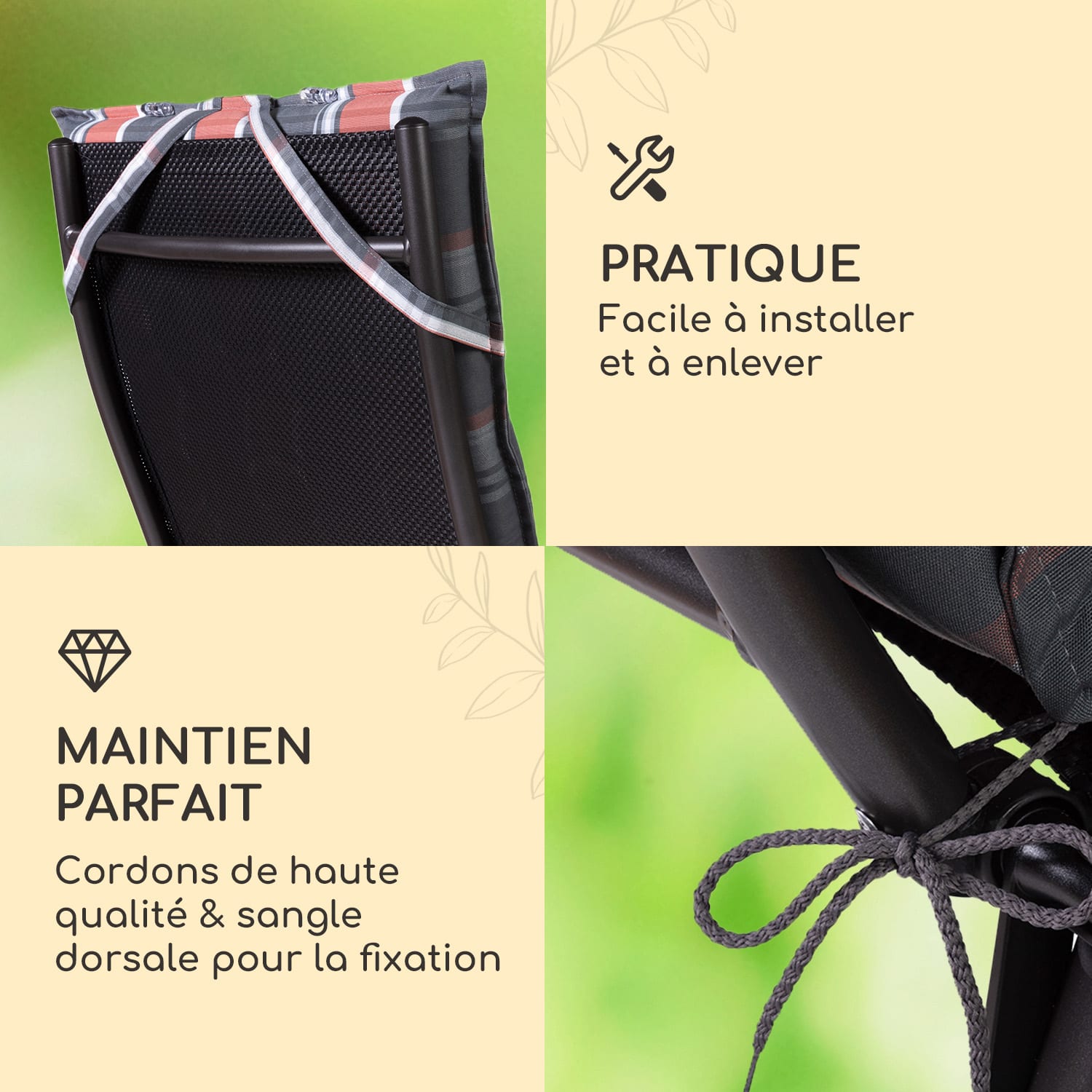 Sylt coussin de fauteuil appuie-tête pour dossier haut Polyester 50x120x9cm