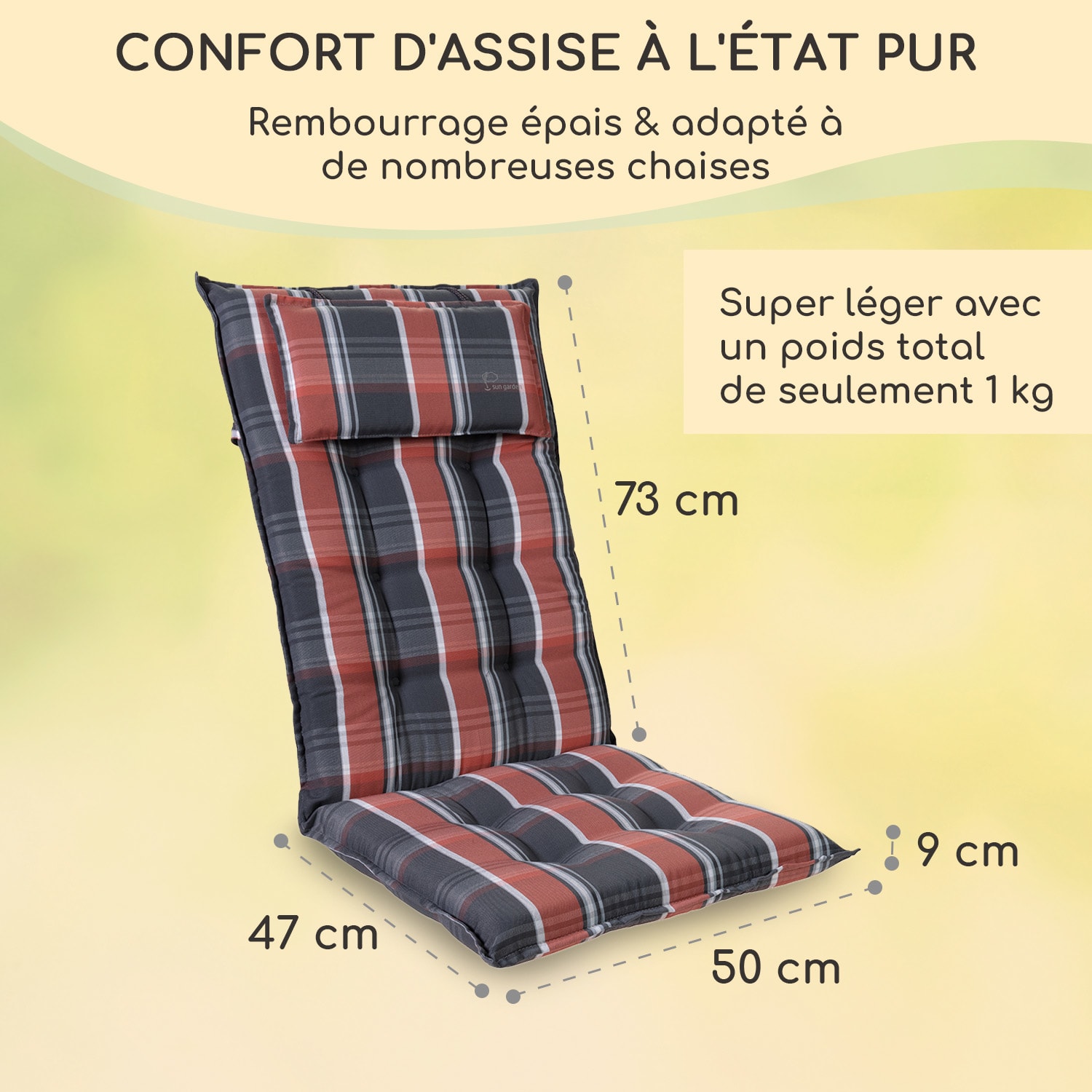 Sylt coussin de fauteuil appuie-tête pour dossier haut Polyester 50x120x9cm