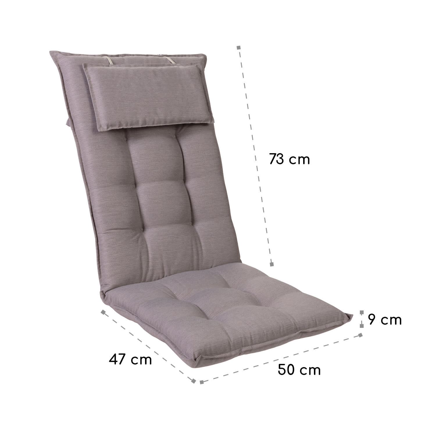 Sylt, čalúnená podložka, podložka na stoličku, podložka na vyššie polohovacie kreslo, vankúš, polyester, 50 × 120 × 9 cm