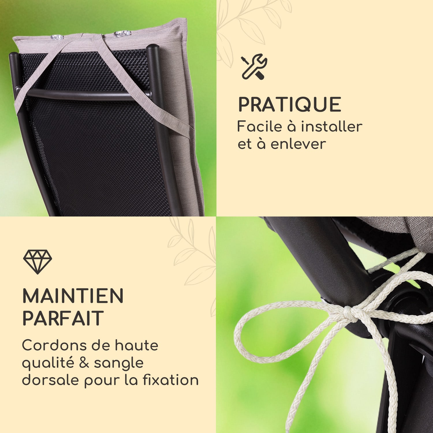 Sylt coussin de fauteuil appuie-tête pour dossier haut Polyester 50x120x9cm 