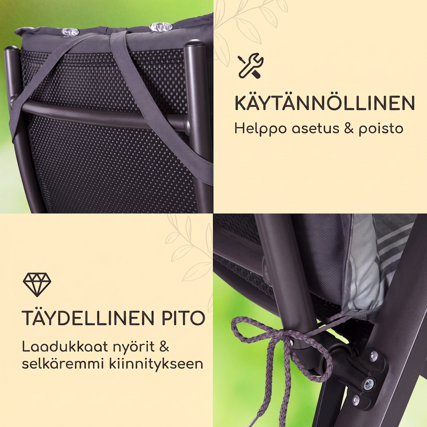 Sylt pehmustetyyny puutarhatuolin pehmuste tyyny polyesteriä 50 x 120 x 9 cm 4 x istuintyyny | Harmaa / valkoinen
