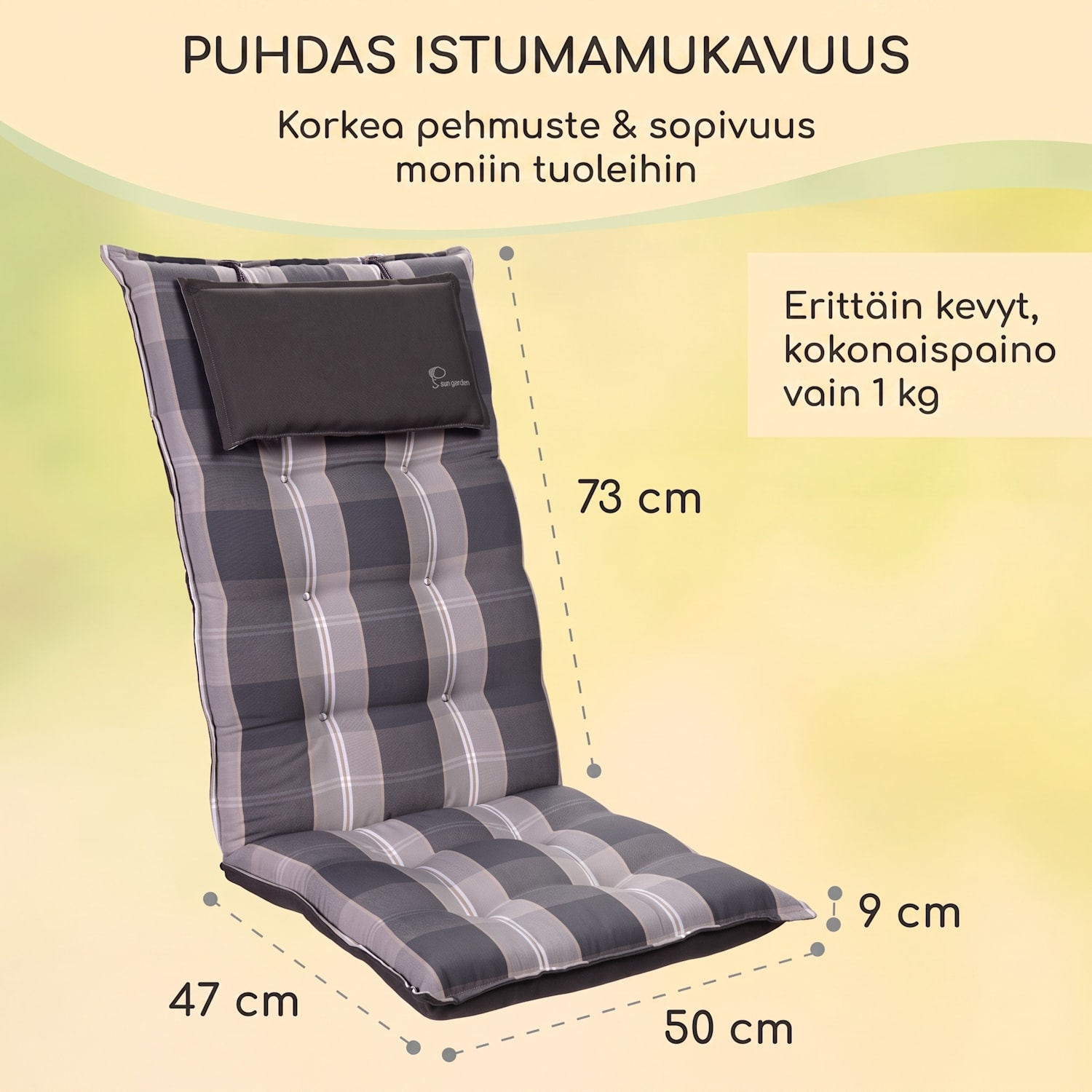 Sylt pehmustetyyny puutarhatuolin pehmuste tyyny polyesteriä 50 x 120 x 9 cm 4 x istuintyyny | Harmaa / valkoinen
