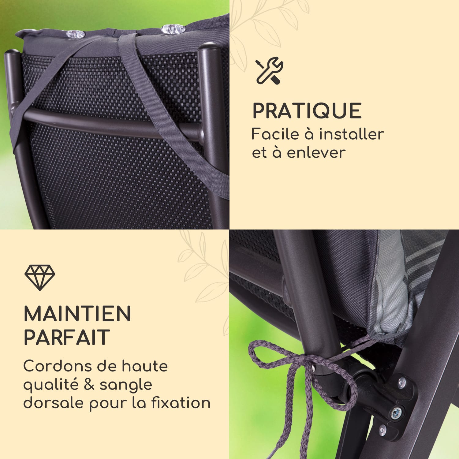 Sylt coussin de fauteuil appuie-tête pour dossier haut Polyester 50x120x9cm 