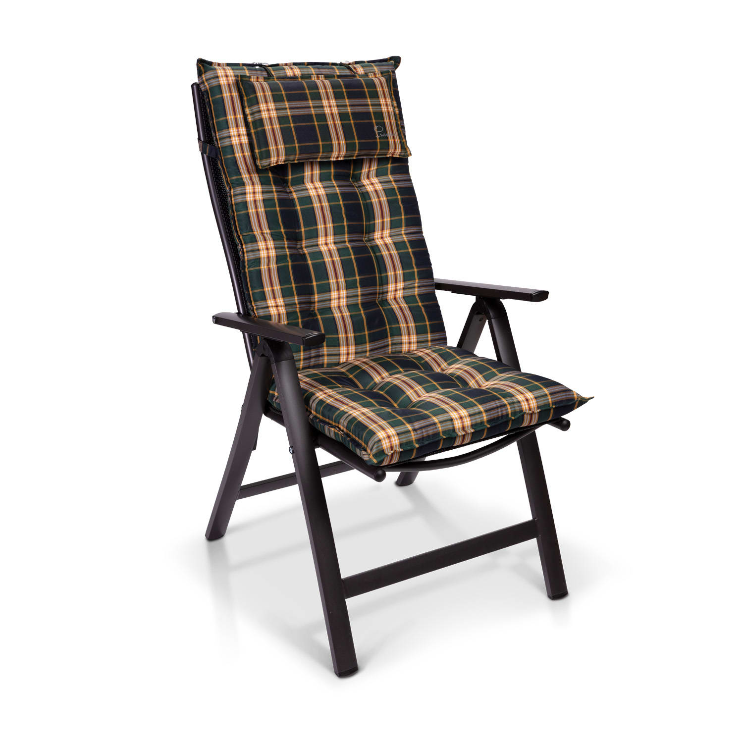 Sylt, čalúnená podložka, podložka na stoličku, podložka na vyššie polohovacie kreslo, vankúš, polyester, 50 × 120 × 9 cm 3 x sedák | Zeleným / Žltých