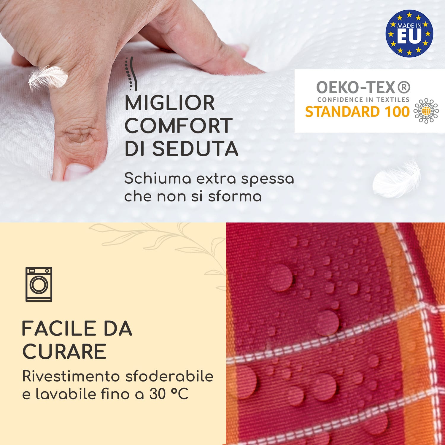 Sylt, Imbottitura, Schienale Alto, Sedia da Giardino, Poggiatesta, Poliestere, 50x120x9cm 4 x cuscino di seduta | Plaid rosso