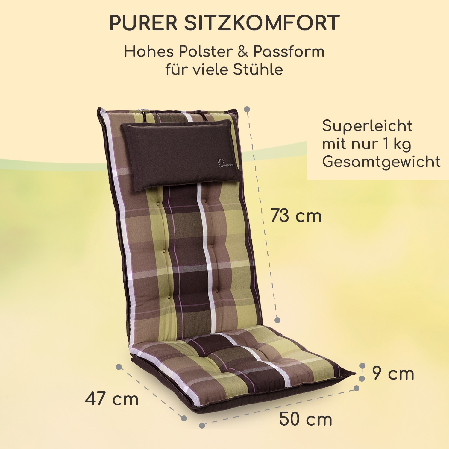 Sylt Polsterauflage Sesselauflage Kopfkissen Polyester 50x120x9cm 