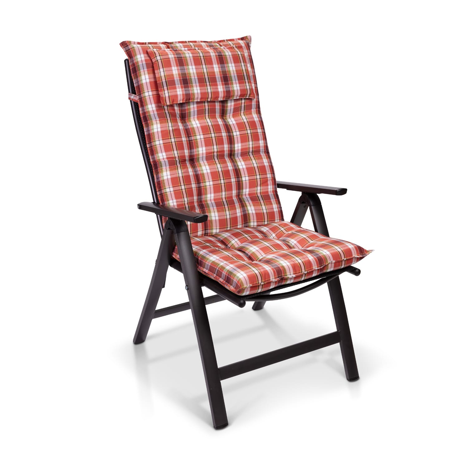 Sylt, čalúnená podložka, podložka na stoličku, podložka na vyššie polohovacie kreslo, vankúš, polyester, 50 × 120 × 9 cm 3 x sedák | červená / biely