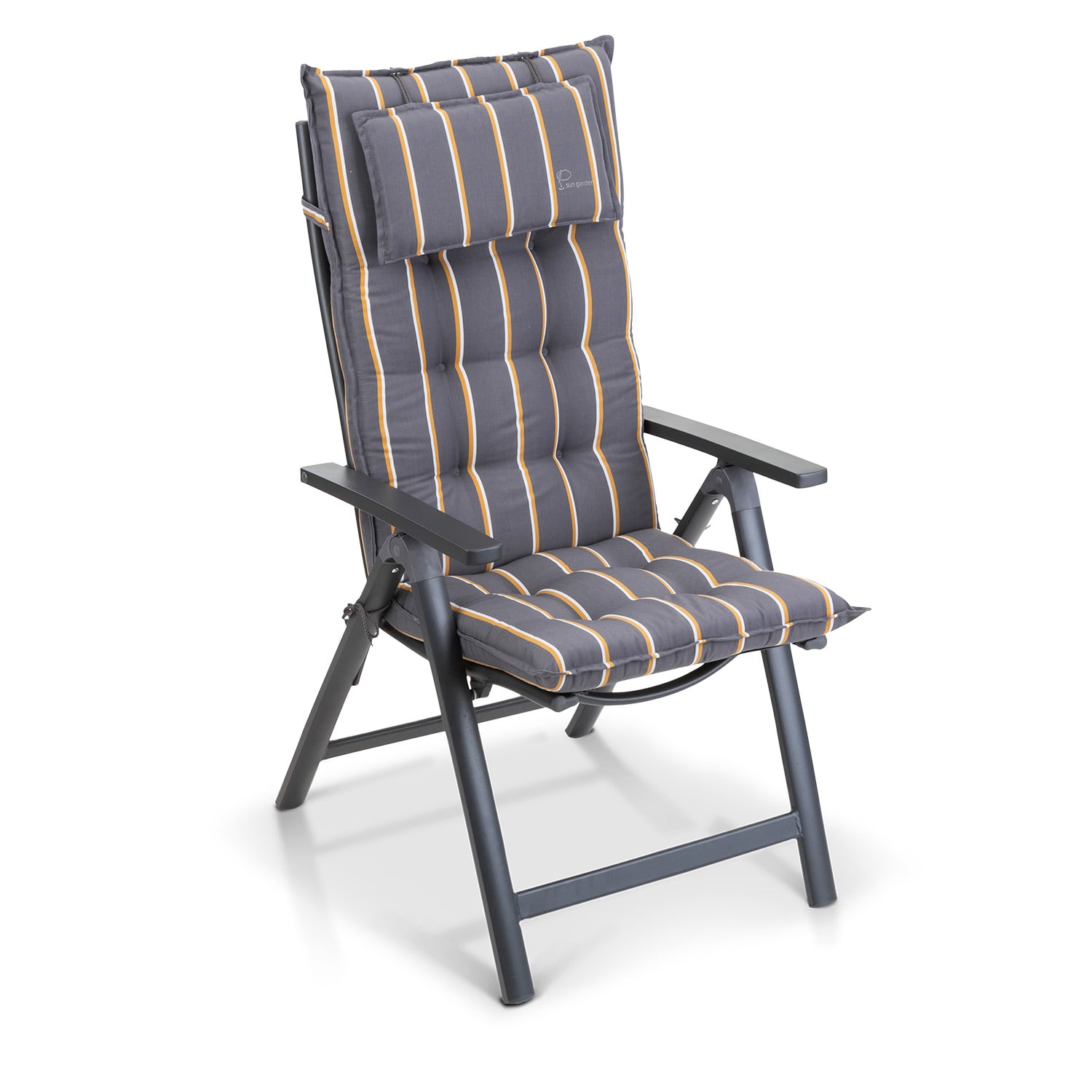 Sylt, čalúnená podložka, podložka na stoličku, podložka na vyššie polohovacie kreslo, vankúš, polyester, 50 × 120 × 9 cm 1 x sedák | šedá žltá