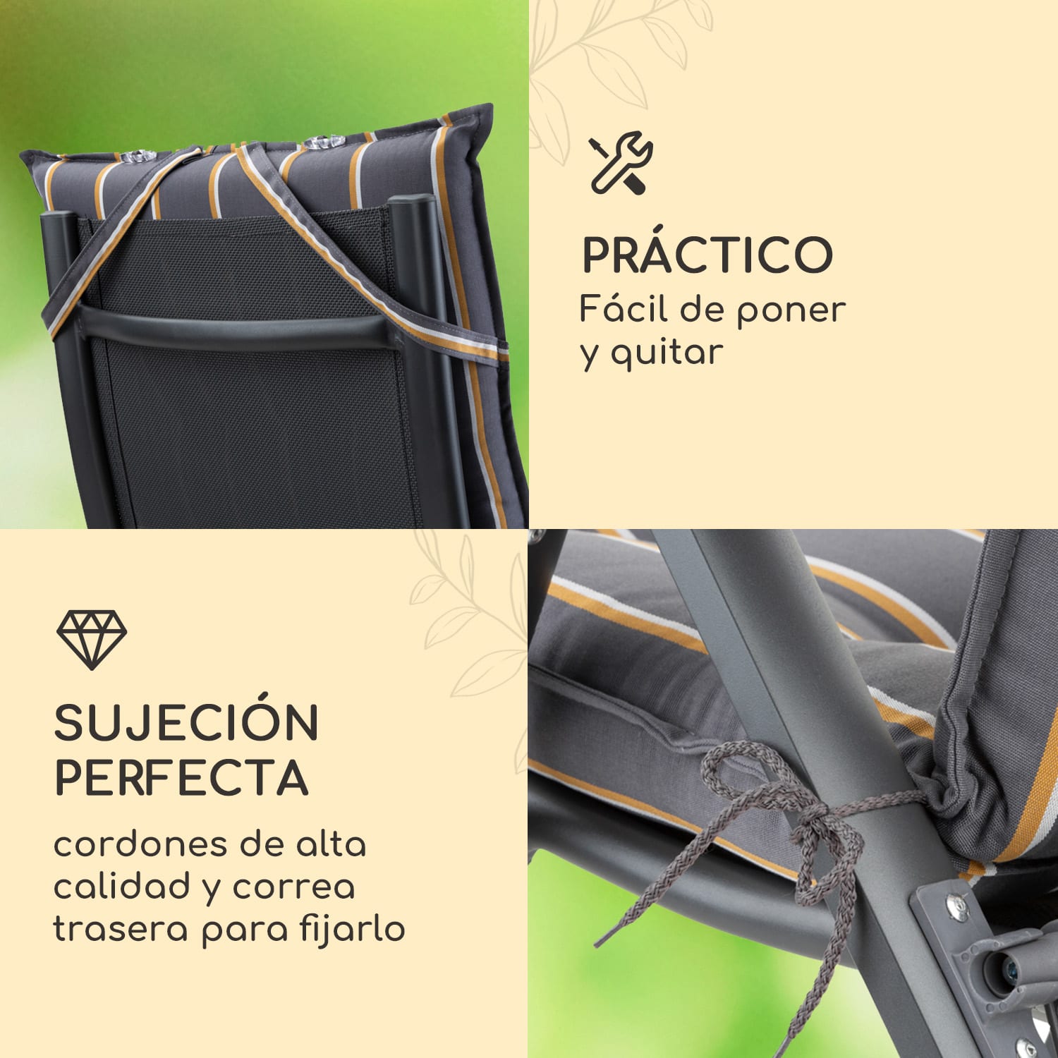 Sylt Cojín acolchado Cojín de exterior para sillas con respaldo alto Almohada Poliéster 50x120x9cm 