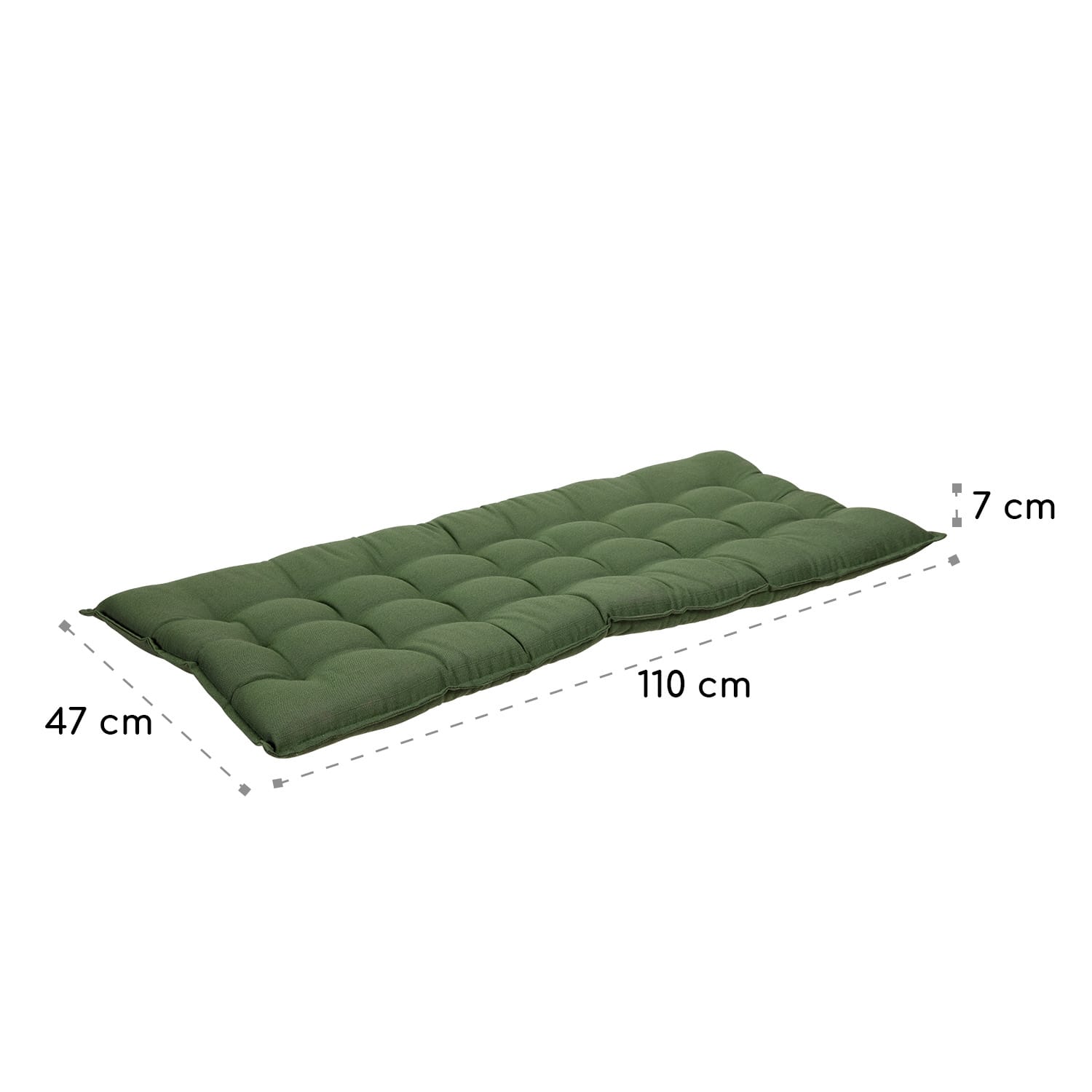 Naxos Cojín para banco exterior Cojín acolchado Núcleo de espuma Poliéster estructural 110x7x47cm 110 x 7 x 47 cm | Verde