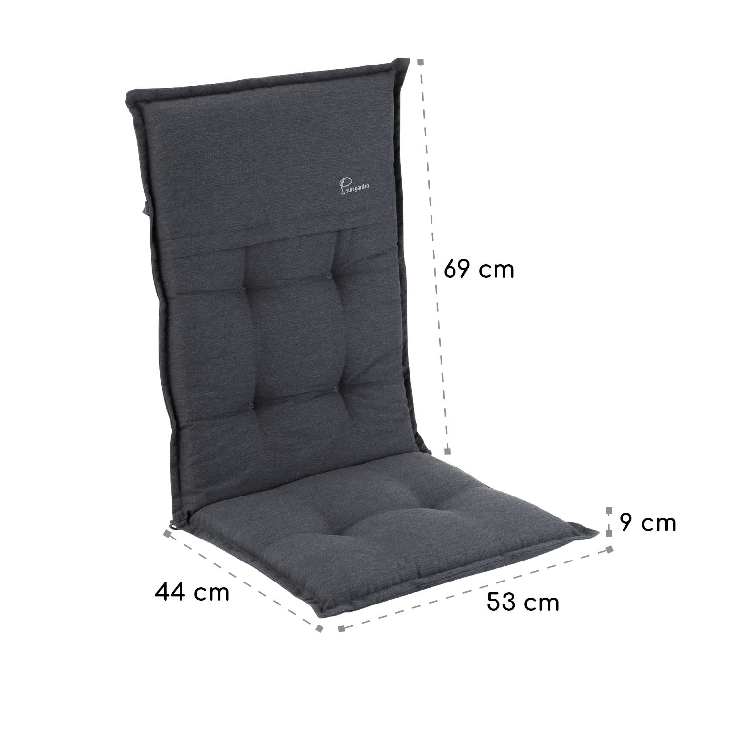 Coburg, Upholstery, Armchair Cushion, High-Back Garden Chair, Polyester, 53x117x9cm 3 x seat cushion | Anthracite