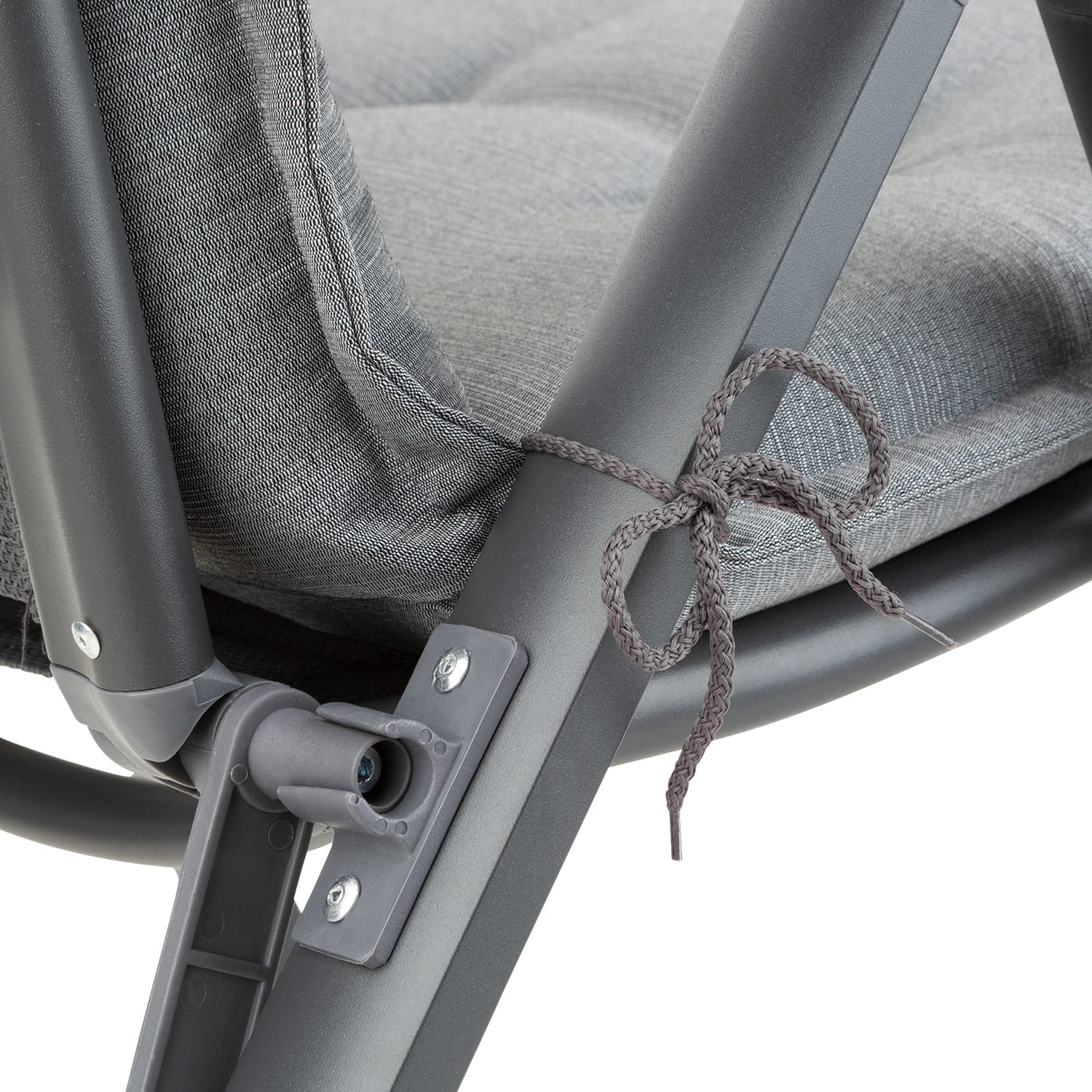 Coburg, Imbottitura, Schienale Alto, Sedia da Giardino, Poliestere, 53x117x9cm 4 x cuscino di seduta | Grigio medio