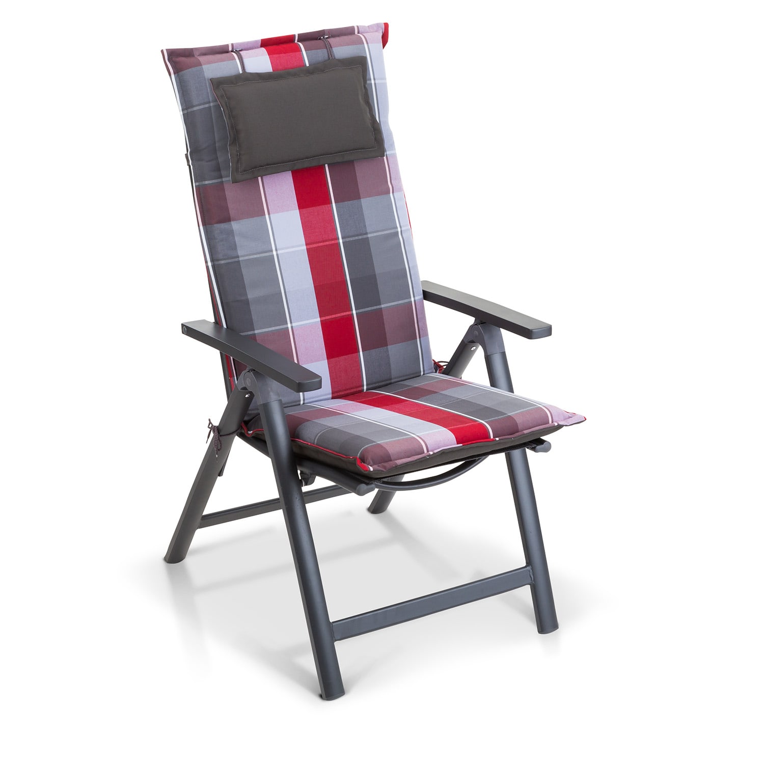 Cojín Donau Funda de sillón de jardín de respaldo alto Poliéster 50x120x6cm 1 x cojín del asiento | Rojo