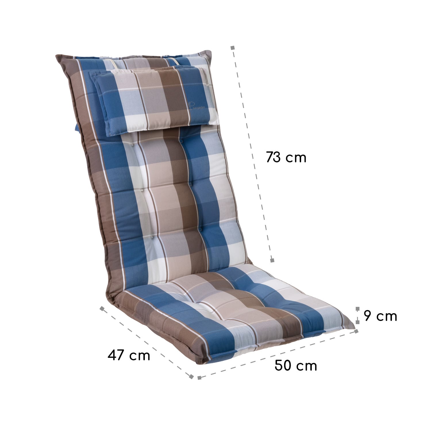 Sylt, čalúnená podložka, podložka na stoličku, podložka na vyššie polohovacie kreslo, vankúš, polyester, 50 × 120 × 9 cm