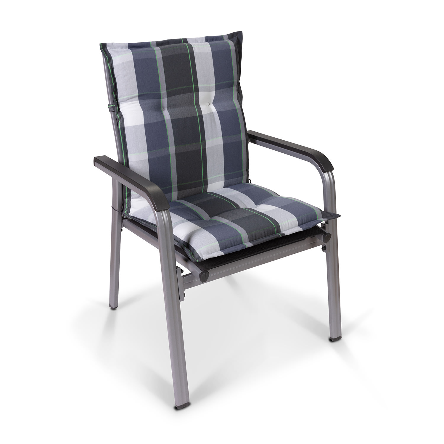 Prato, čalúnená podložka, podložka na stoličku, podložka na nižšie polohovacie kreslo, na záhradnú stoličku, polyester, 50 × 100 × 8 cm 3 x sedák | Modrá
