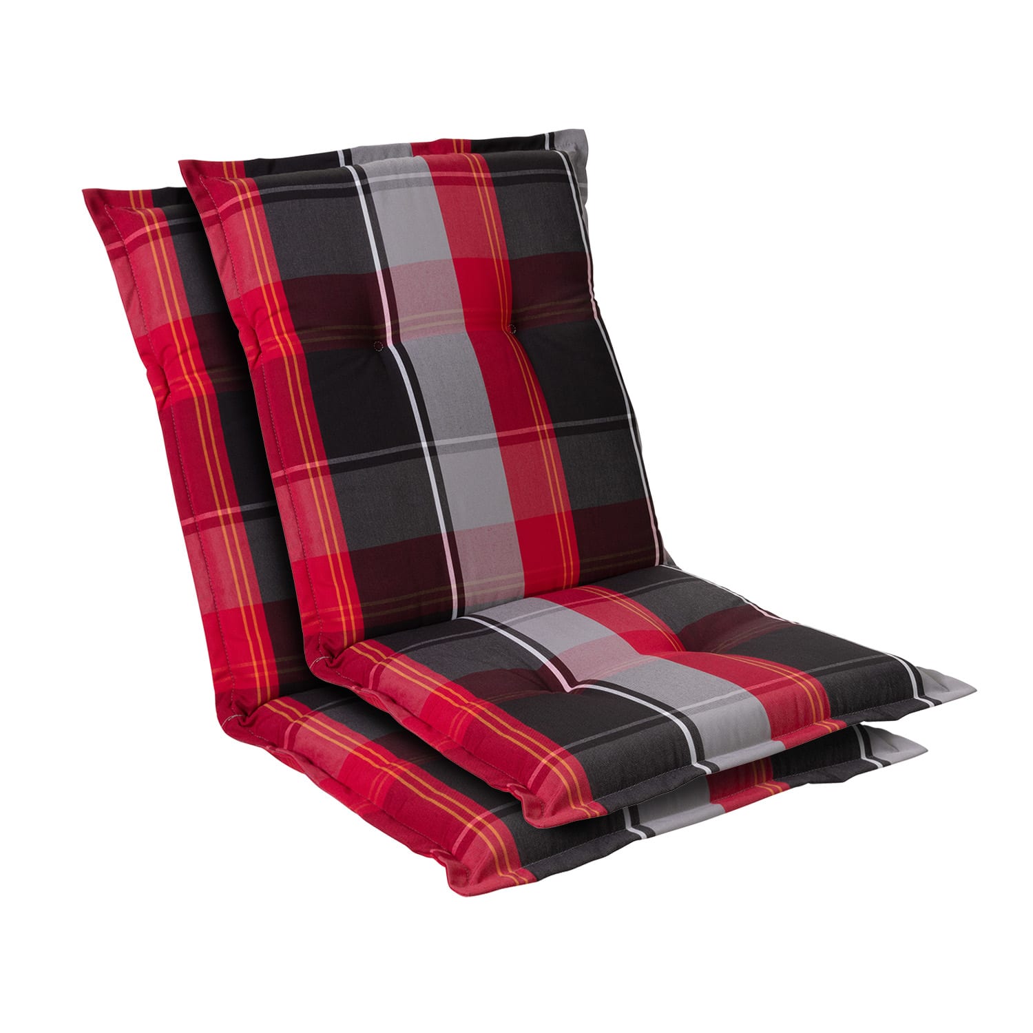 Prato, Imbottitura, Schienale Basso, Sedia da Giardino, Poliestere, 50x100x8cm 2 x cuscino di seduta | Rosso / Nero