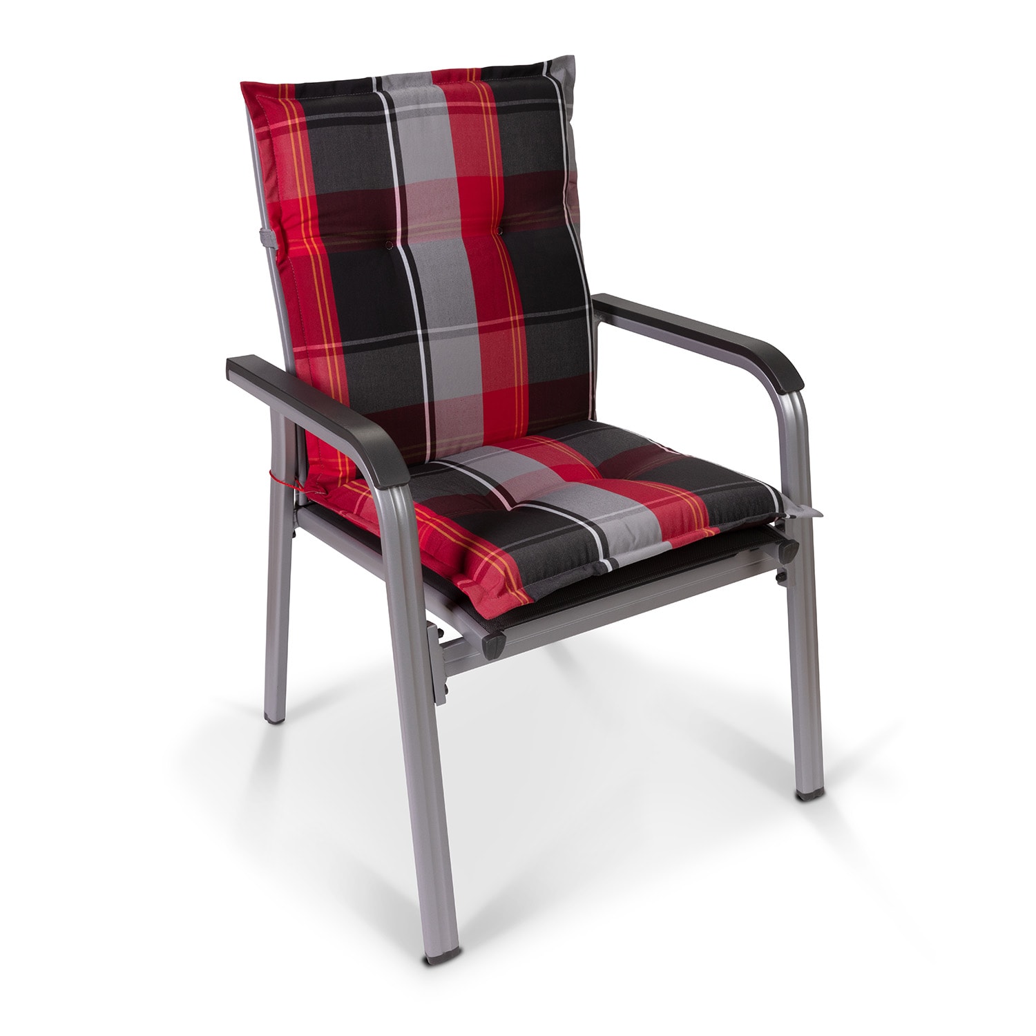 Prato, Imbottitura, Schienale Basso, Sedia da Giardino, Poliestere, 50x100x8cm 4 x cuscino di seduta | Rosso / Nero
