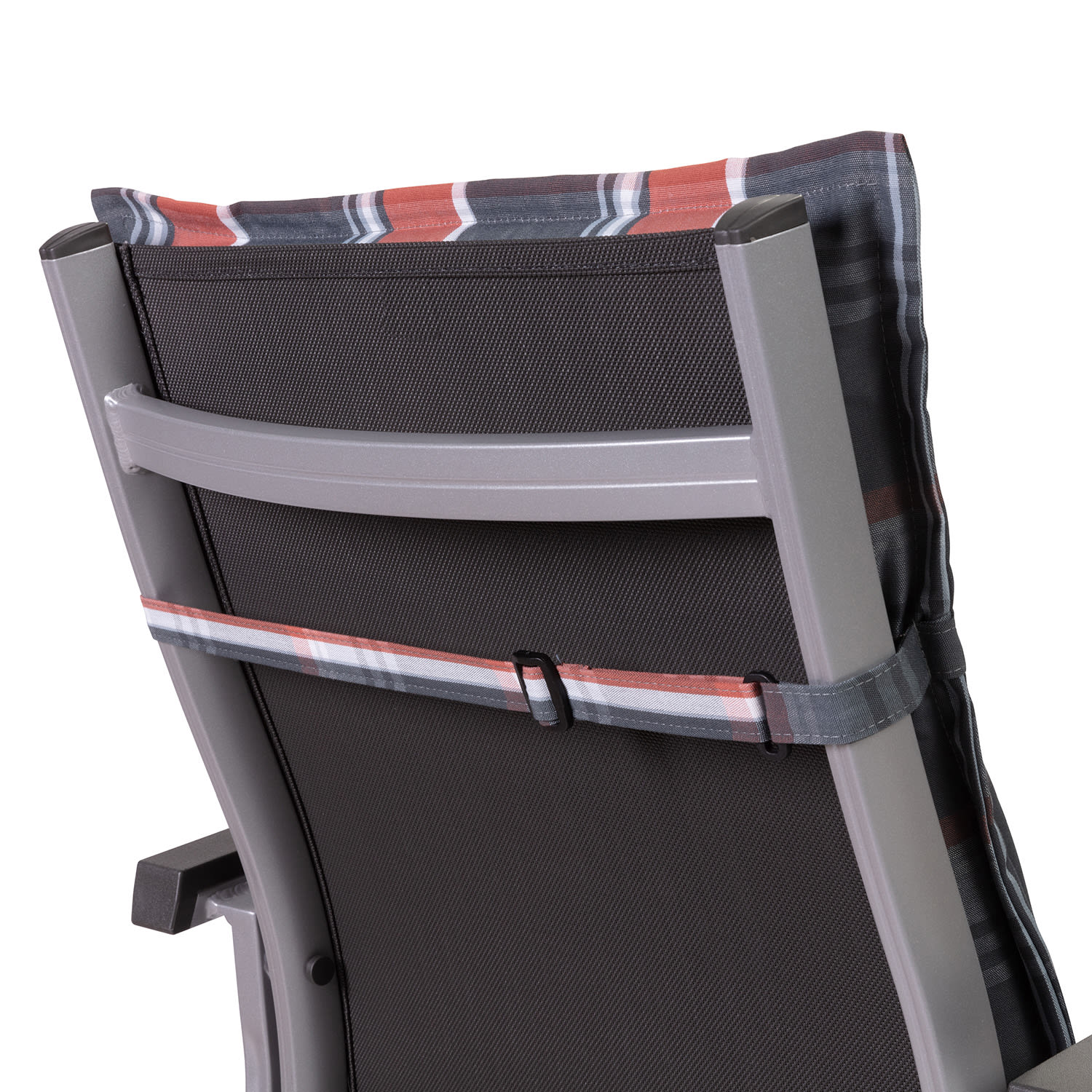 Prato, čalúnená podložka, podložka na stoličku, podložka na nižšie polohovacie kreslo, na záhradnú stoličku, polyester, 50 × 100 × 8 cm 3 x sedák | Čierna / Červená