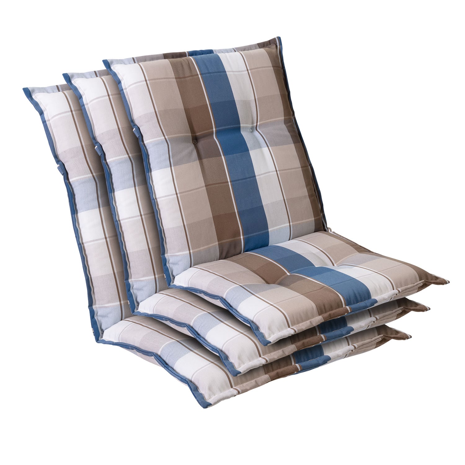 Prato, čalúnená podložka, podložka na stoličku, podložka na nižšie polohovacie kreslo, na záhradnú stoličku, polyester, 50 × 100 × 8 cm 3 x sedák | Hnedá