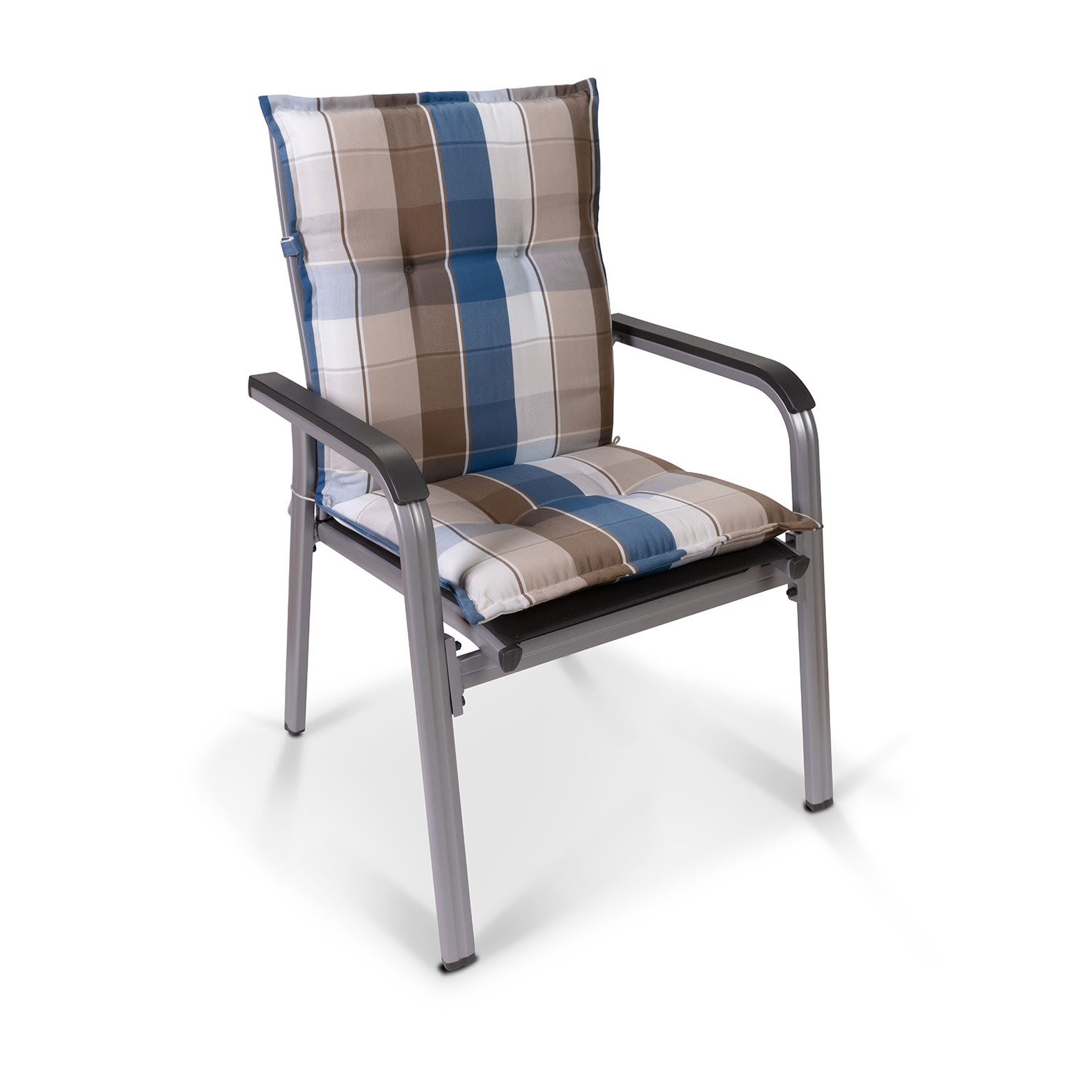 Prato, čalúnená podložka, podložka na stoličku, podložka na nižšie polohovacie kreslo, na záhradnú stoličku, polyester, 50 × 100 × 8 cm 3 x sedák | Hnedá
