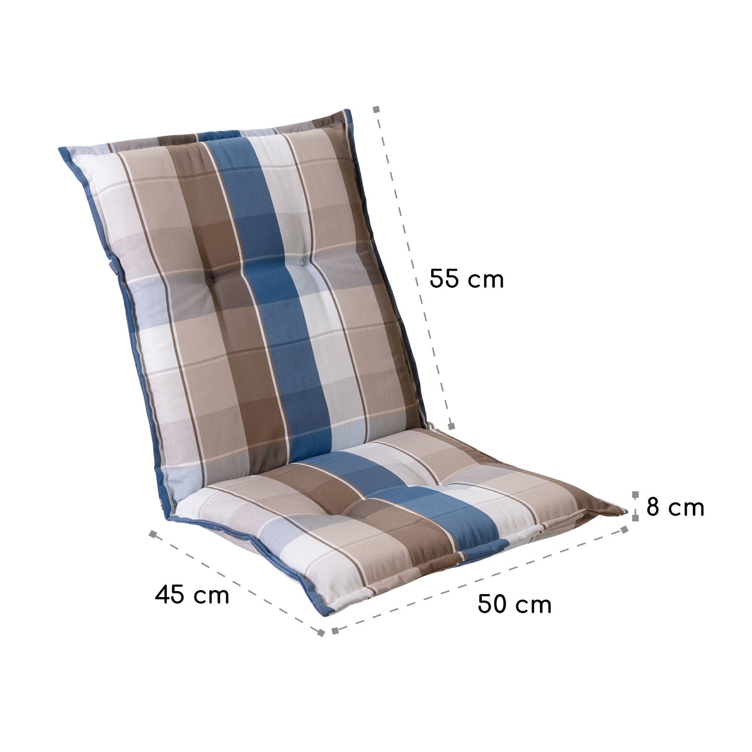 Prato, čalúnená podložka, podložka na stoličku, podložka na nižšie polohovacie kreslo, na záhradnú stoličku, polyester, 50 × 100 × 8 cm 3 x sedák | Hnedá